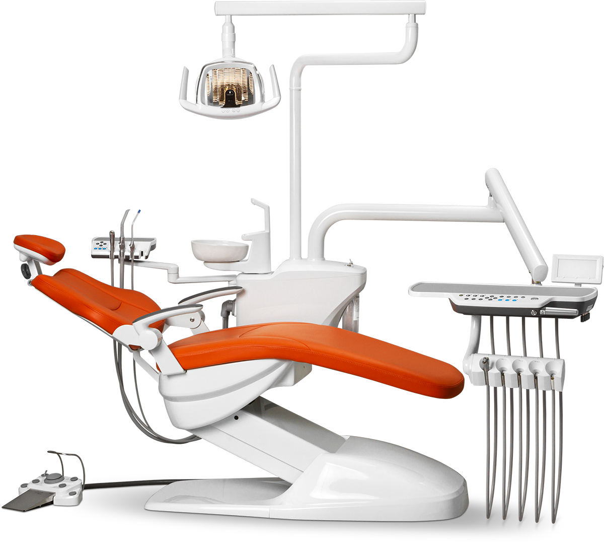 Стоматологическая установка SONZ Z-CHAIR 300 в мягкой обивке, Оранжевый